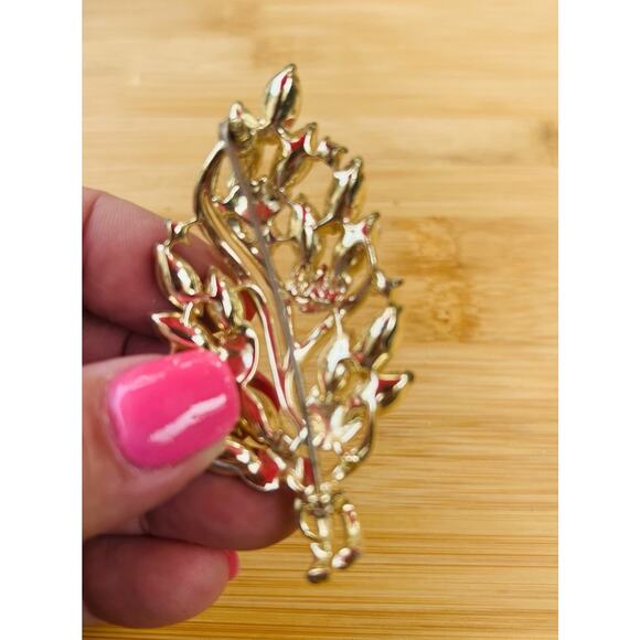 Vintage CORO Siam Blue Rhinestone Brooch Pin Signed Vintage Jewelry - Picture 8 of 9